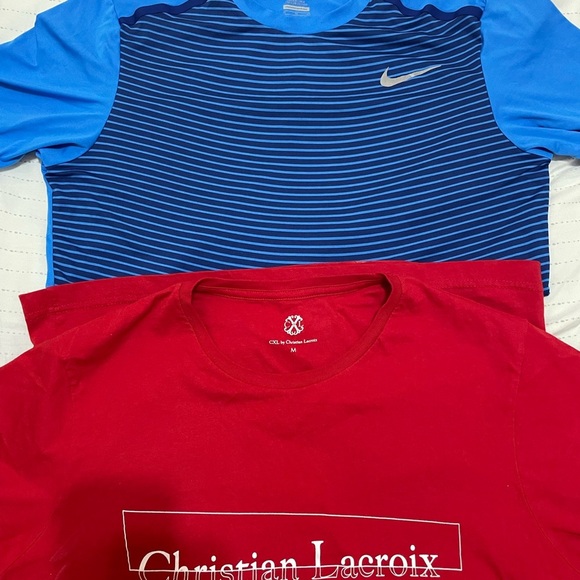 Nike Blue Striped T-Shirt and Lacroix Red T-Shirt - Picture 2 of 2